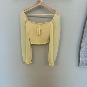 Wilfred Yellow Puff Sleeve Crop Blouse